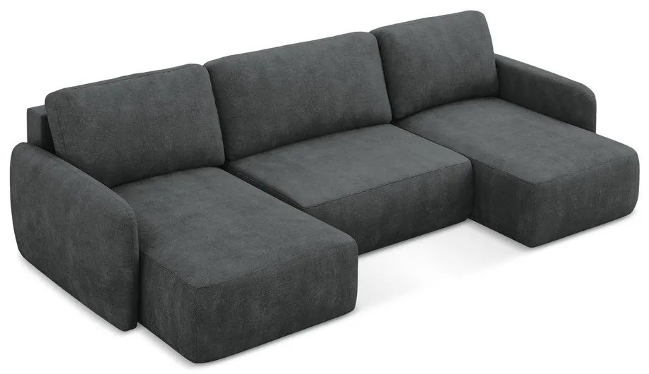 Tmavosivá ženilková rozkladacia/s úložným priestorom rohová pohovka (do tvaru "U") Lilo – Makamii