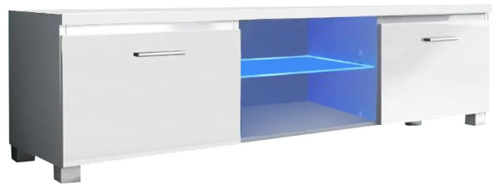 TV stolík/skrinka Linerad (biela + extra vysoký lesk biely) (s osvetlením). Vlastná spoľahlivá doprava až k Vám domov. 808385