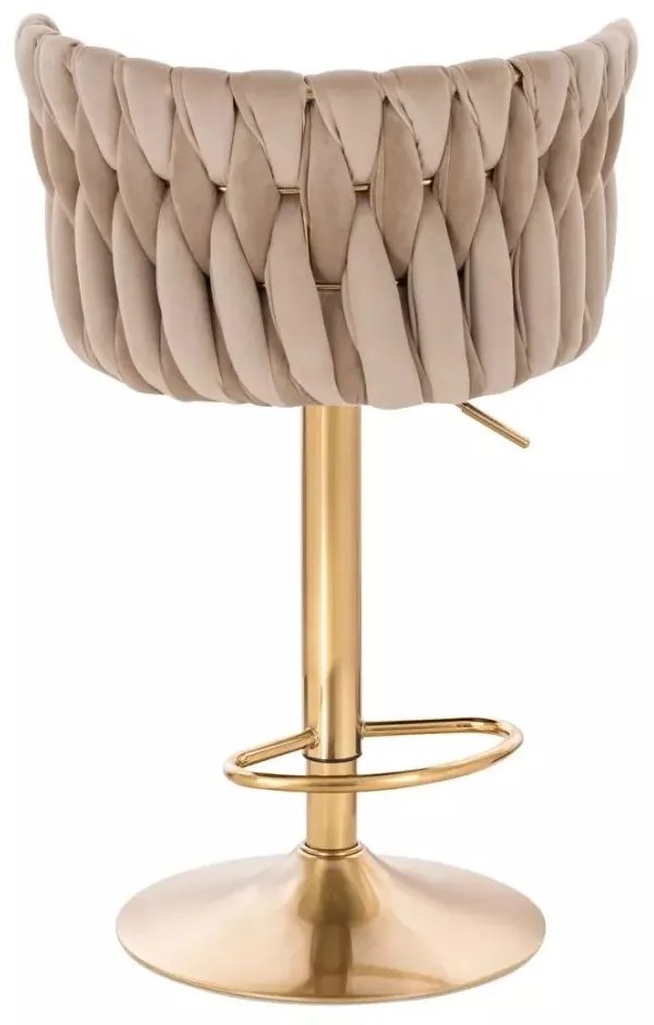 LuxuryForm DESIGN Barová stolička LYON VELUR na zlatom tanieri - latte
