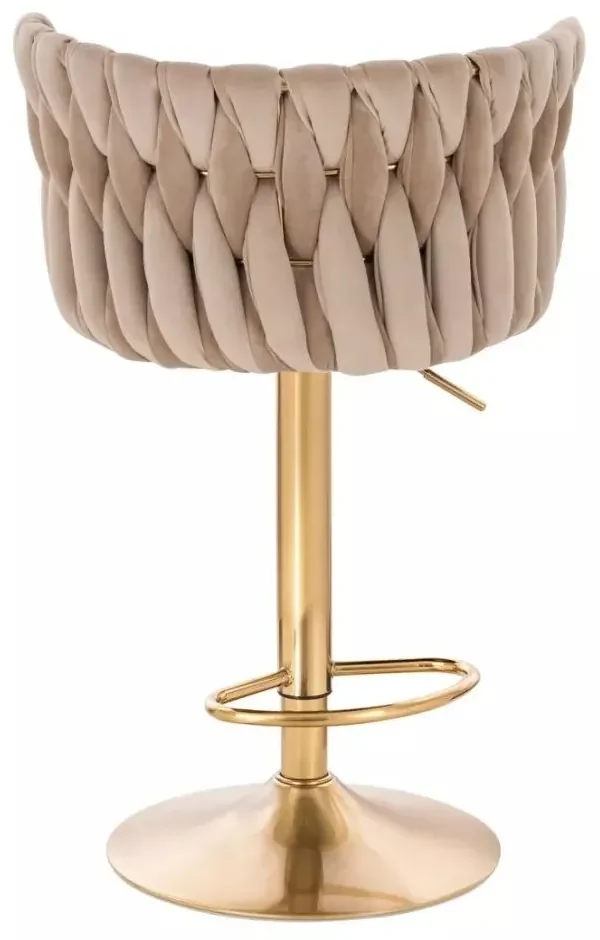 LuxuryForm DESIGN Barová stolička LYON VELUR na zlatom tanieri - latte