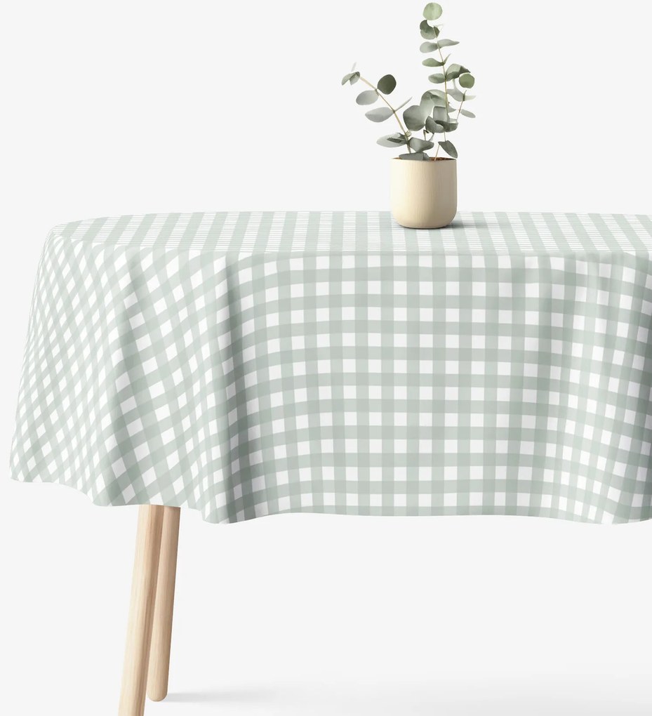 Goldea oválny obrus 100% bavlnené plátno - šalviovo zelené kocky 140 x 220 cm