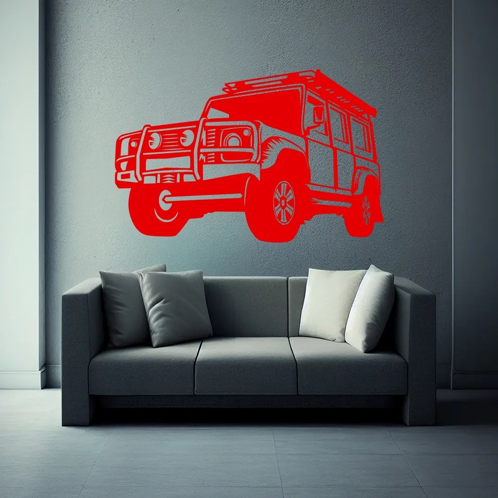 Veselá Stena Samolepka Auto Land Rover Defender Farba: fialová, Veľkosť: 40 x 35 cm