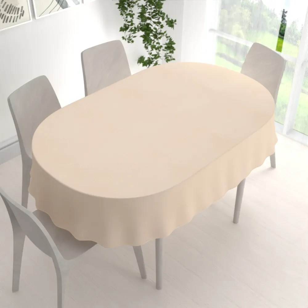 Biante Teflónový oválny obrus TF-109 Svetlo krémový 60x100 cm