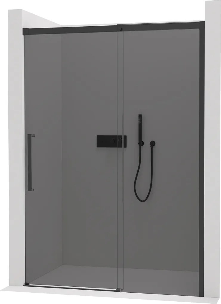 CERANO - Sprchové posuvné dvere Lantono L/P - 8 mm - Soft-Close - čierna matná, grafitové sklo - 100x195, CER-8050BD7235