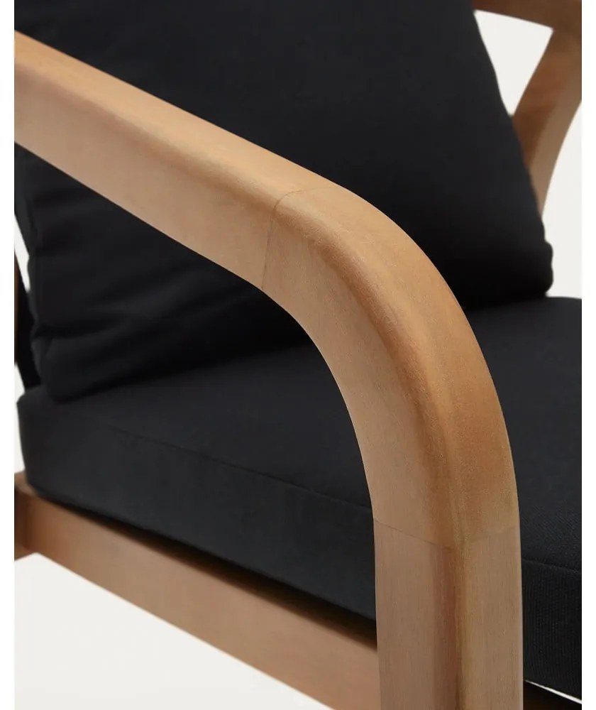 Čierne/v prírodnej farbe drevené/polstrované záhradné stoličky v súprave 4 ks Malaret – Kave Home