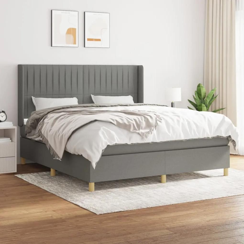 Boxspring posteľ s matracom tmavosivá 180x200 cm látka 3132170