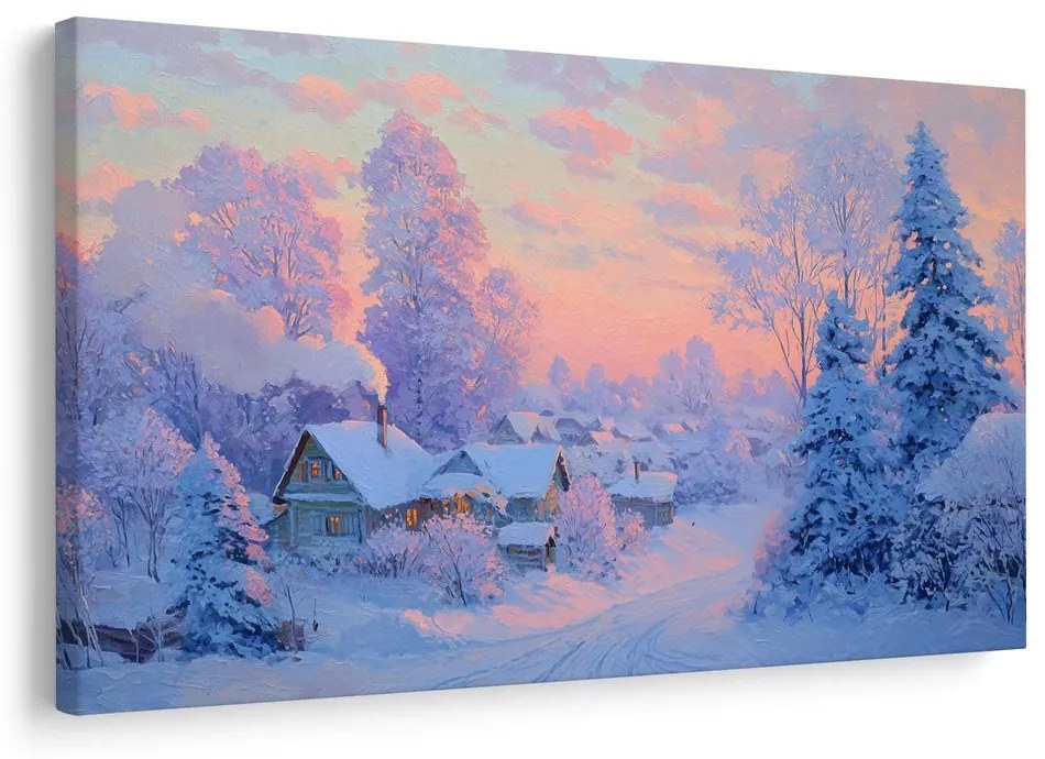 Obraz vianočná dedinka za súmraku