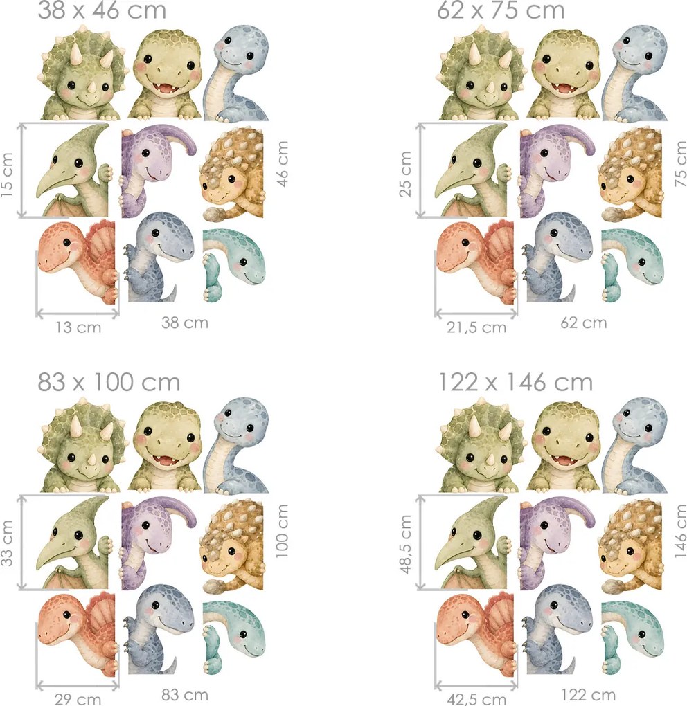 Dinosaury pri dverách nálepky na stenu do detskej izby list 38 x 46 cm