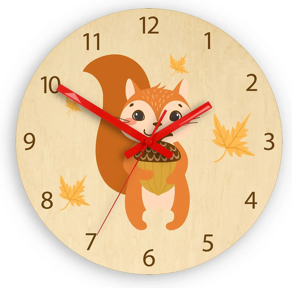 Dětské nástěnné hodiny Ami Veverka 30 cm vícebarevné