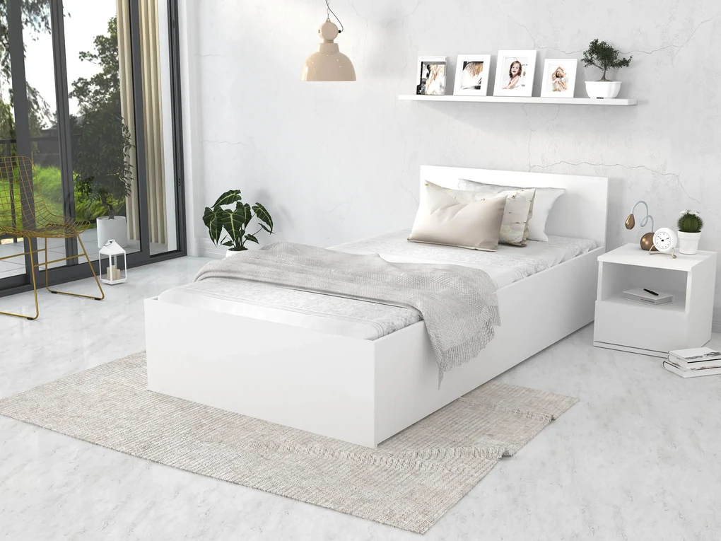 Jednolôžková posteľ s úložným priestorom Dolly - biela Rozmer: 200x90