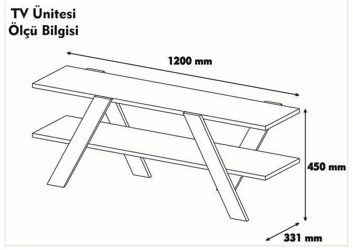 Biely/prírodný TV stolík v dekore orecha 120x33 cm Basic - Kalune Design