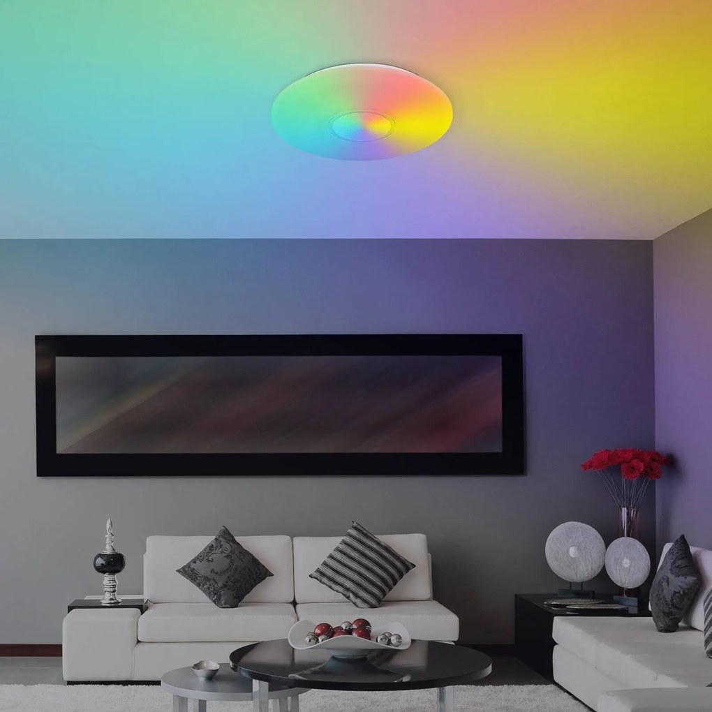 Stropné LED svetlo Sully RGBW diaľkové ovl., biela