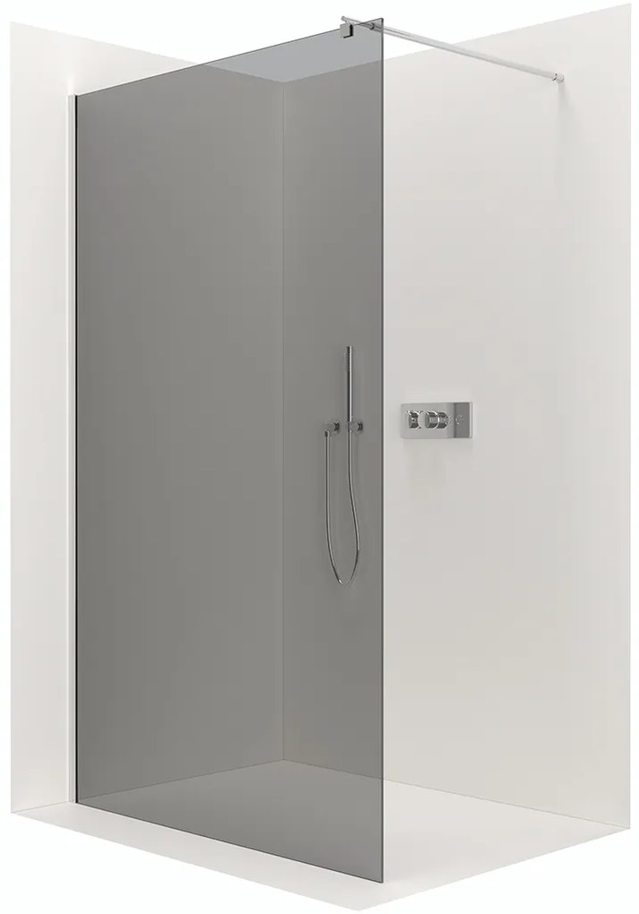 CERANO - Sprchová zástena Walk-in Onyx Ľ/P - guľatá vzpera - chróm, grafitové sklo - 90x200 cm, CER-CER-8050BD219