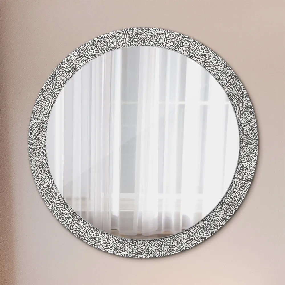 Okrúhle zrkadlo s potlačou Kvetinový vzor fi 90 cm
