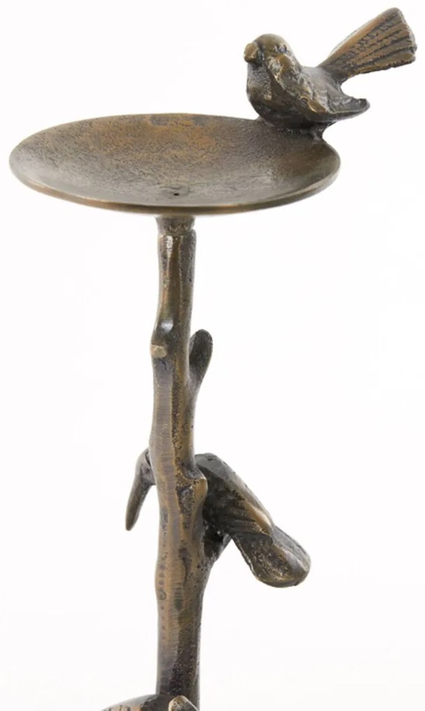 Bronzový antik kovový svietnik s vtáčikmi Bird antique - 17*11*34 cm