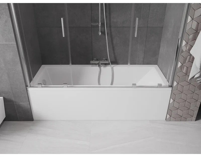 Mexen Velar Duo, 2-krídlová posuvná vaňová zástena 180 x 150 cm, 8mm číre sklo, chrómový profil, 896-180-000-02-01