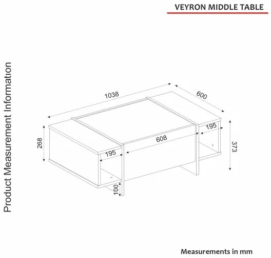 Konferenčný stolík VEYRON 37,3x103,8 cm čierna/zlatá