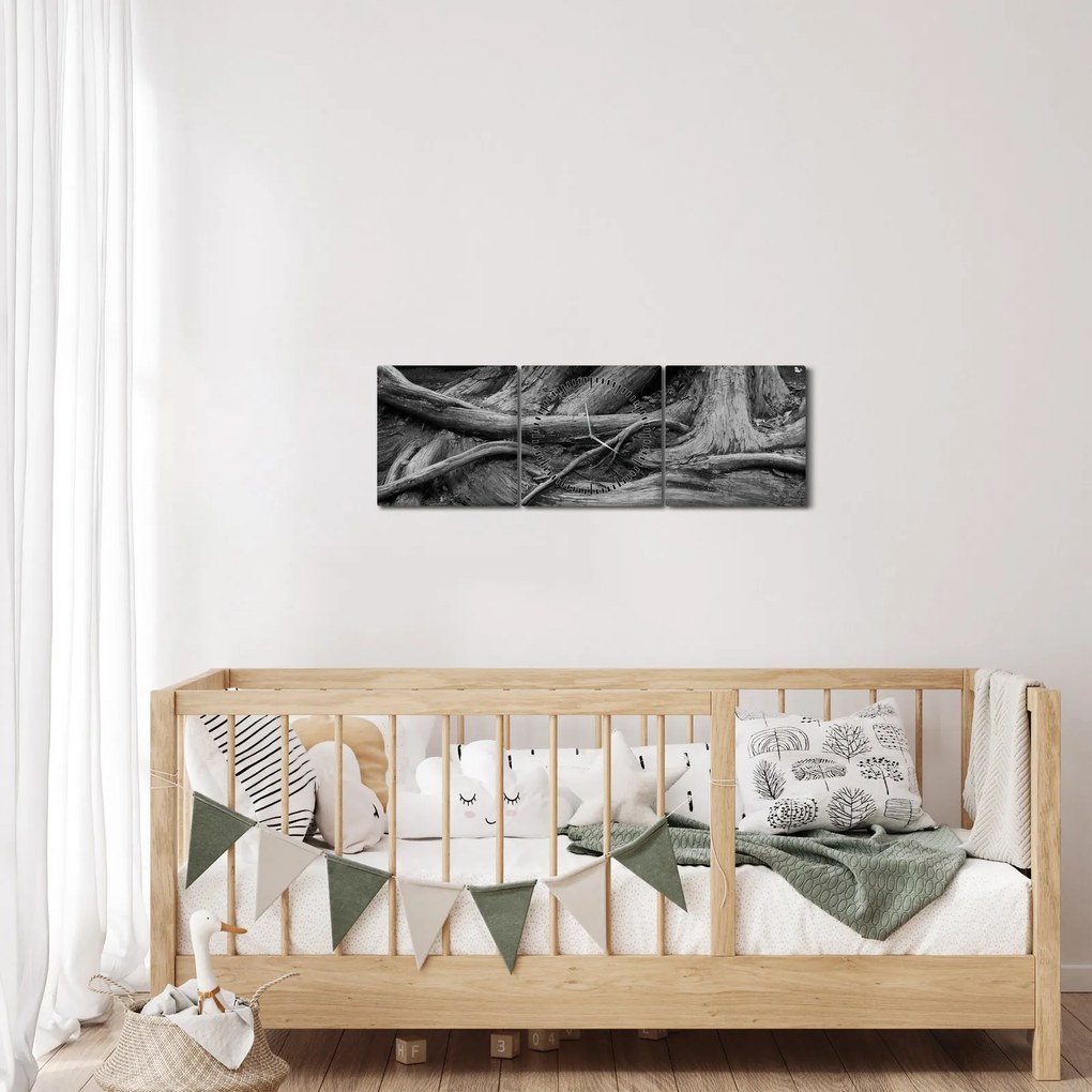 Obraz - Korene stromu (s hodinami) (90x30 cm)