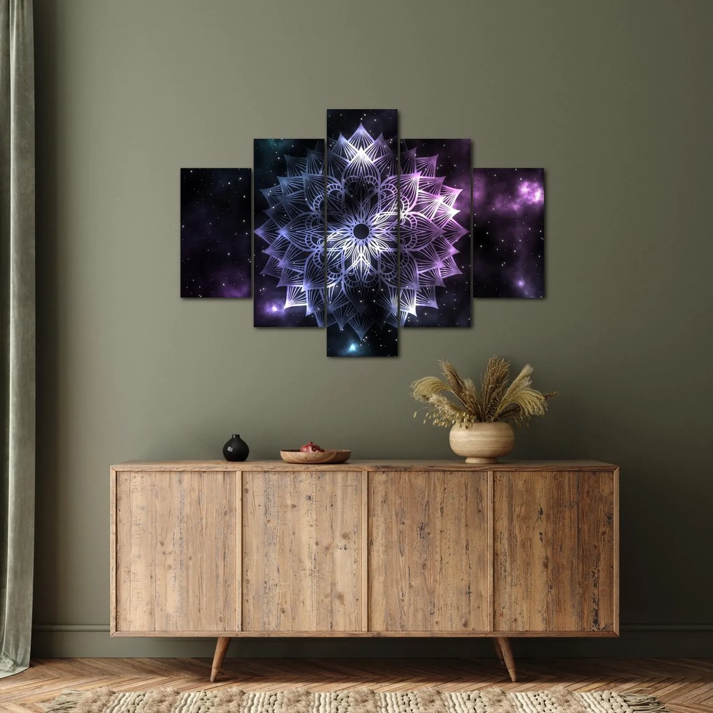 Obraz - Lotusová mandala vo vesmíre (150x105 cm)