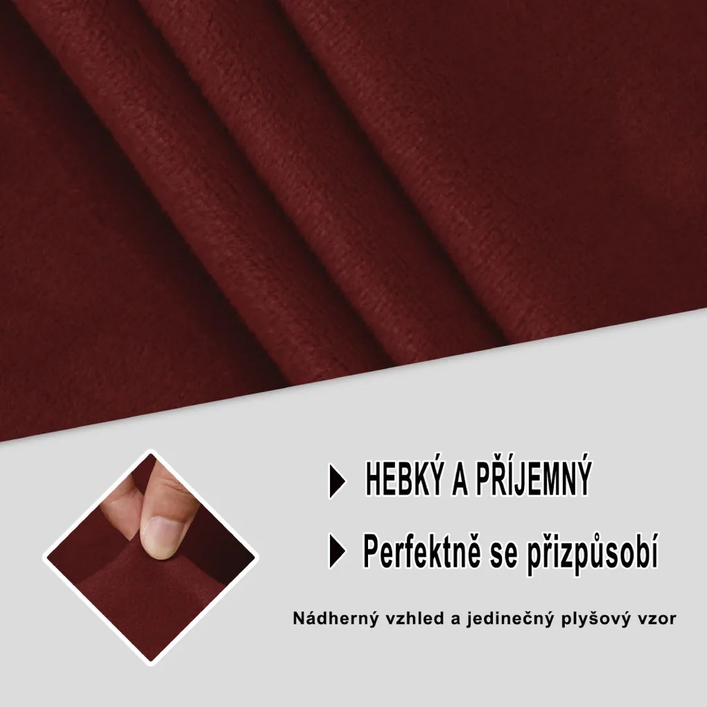 Elastický plyšový poťah na dvojmiestnu pohovku BestBerg / bordová