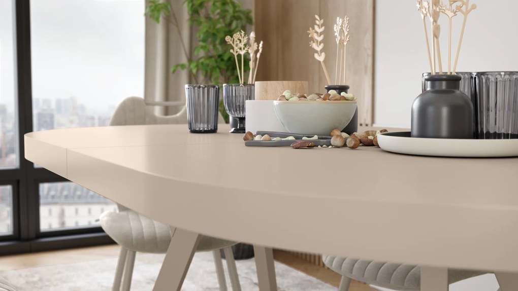 Mazzoni EXPANSO Kašmír / kašmírové nohy - OVÁLNY ROZKLADACÍ STÔL 160-360 cm PRE 16-18 OSÔB