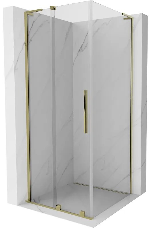 Mexen Velar L, sprchový kút s posuvnými dverami 120 x 120 cm, 8mm číre sklo, zlatá lesklá, 871-120-120-03-50