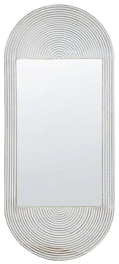 Drevené nástenné zrkadlo 56 x 130 cm krémová biela BRIANT Beliani