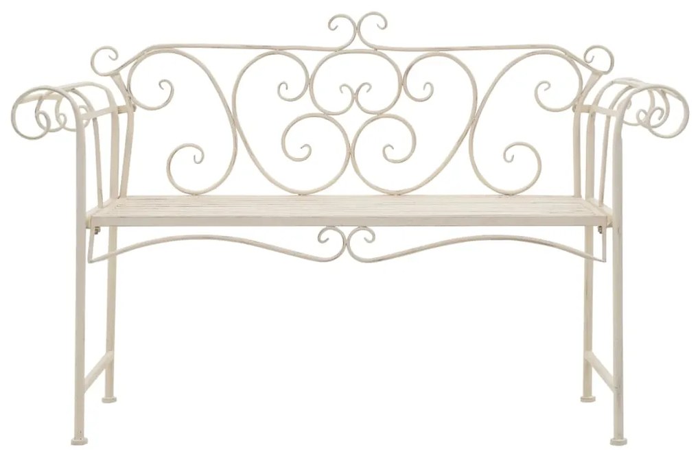 vidaXL Záhradná lavička 132 cm, kov, starožitná, biela