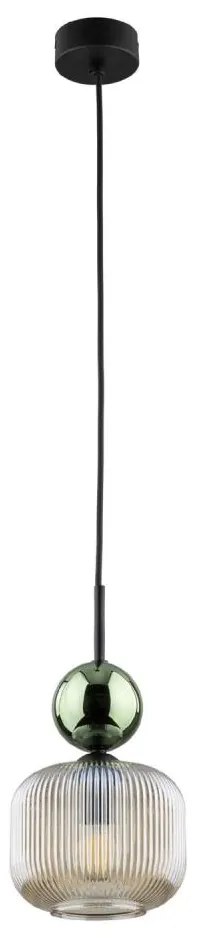 Závesný luster SOPHIA na lanku 1xE14/10W/230V čierna/zelená/dymová béžová