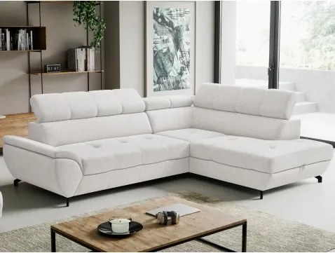 Rohová sedacia súprava Mario, svetlo šedá látka, pravý roh%