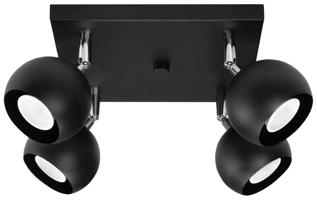 Stropné svietidlo Oculare, 4x čierne kovové tienidlo, (možnosť polohovania)