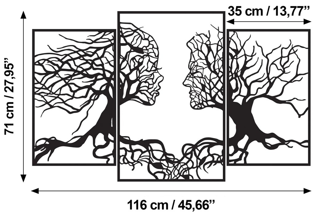 Nástenná kovová svetelná dekorácia Stromová Postava čierna