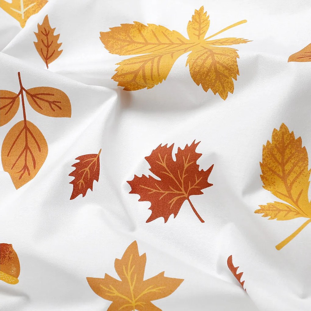 Goldea bavlnené posteľné obliečky duo - jesenné listy s hnedou 240 x 220 a 2ks 70 x 90 cm