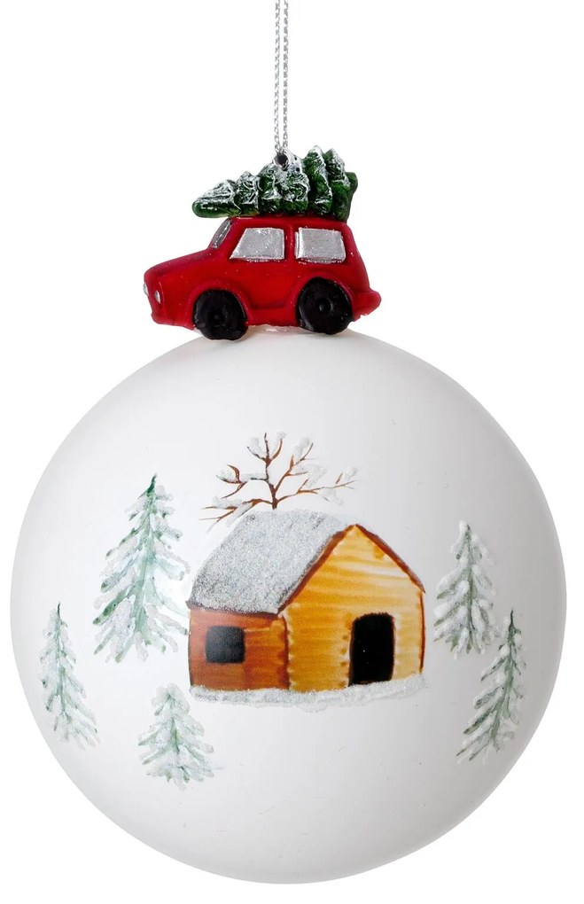 SKLENENÁ VIANOČNÁ BANKA NA STROMČEK SADA 4 KS (FI) 10 CM VZOROVANÁ