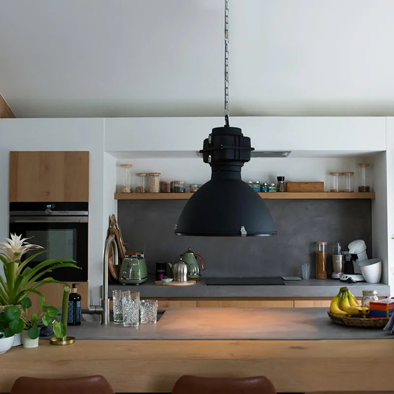 Inteligentné priemyselné závesné svietidlo čierne 53 cm vrátane A60 Wifi - Sicko