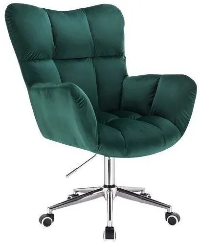 LuxuryForm DESIGN Kreslo AURORA VELUR na strieborné podstave s kolieskami - zelené