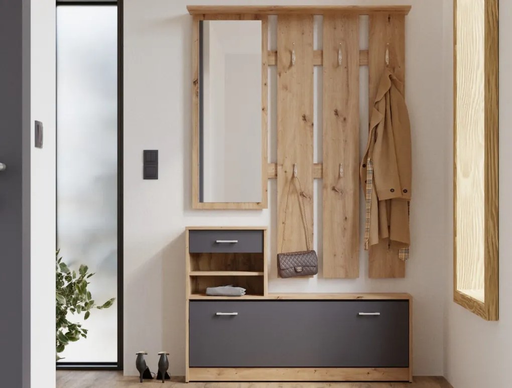 Predsieňová stena Vincent, dub artisan/antracit