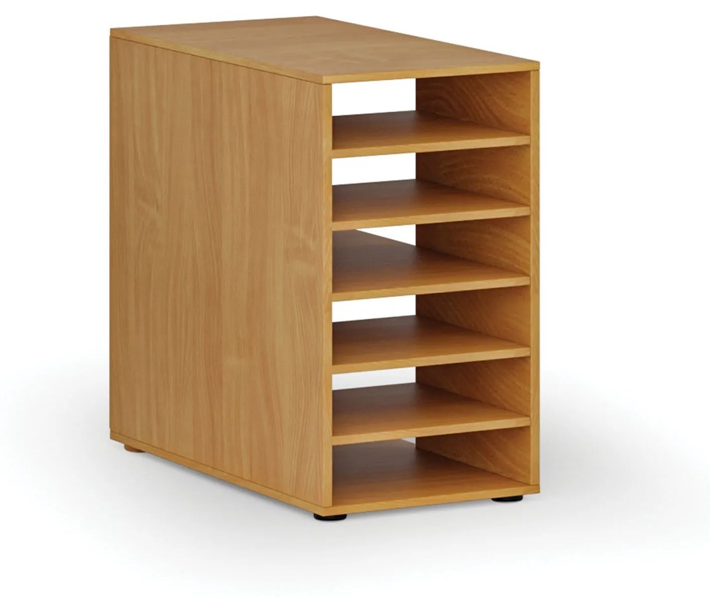 Prístavná policová skrinka k pracovnému stolu PRIMO WOOD, pravá, buk