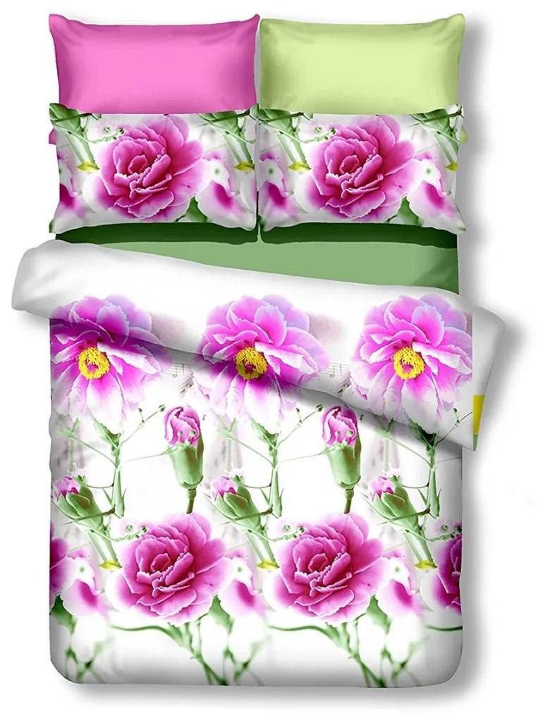 Obojstranná posteľná bielizeň z mikrovlákna DecoKing Emalie bielo-ružová
