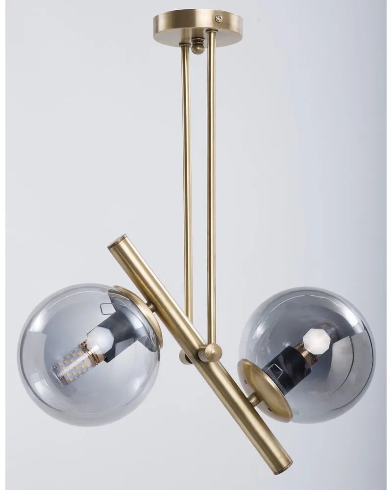 Stropné svietidlo so skleneným tienidlom v sivo-zlatej farbe ø 15 cm Libra – Squid Lighting