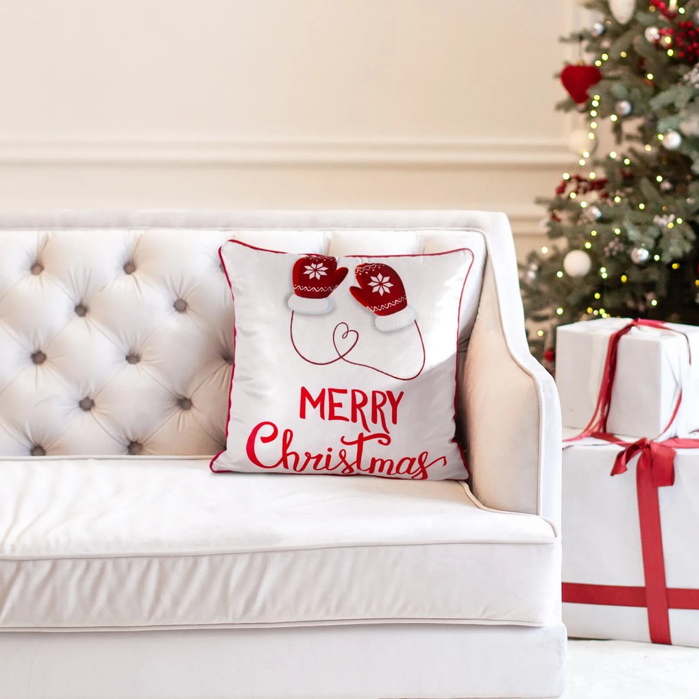 VIANOČNÁ DEKORAČNÁ OBLIEČKA NA VANKÚŠ MERRY1 45X45 CM VZOROVANÁ