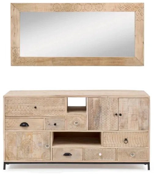 furniture-nabytek.cz - Masívna skrinka pod umývadlo Laos z mangoového dreva, lakovaná, prírodná farba – 146×50×76 cm