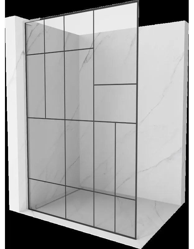 Mexen Kioto L sprchová příčka Walk-in 100 x 200 cm, černý vzor, chrom - 800-100-103-01-78