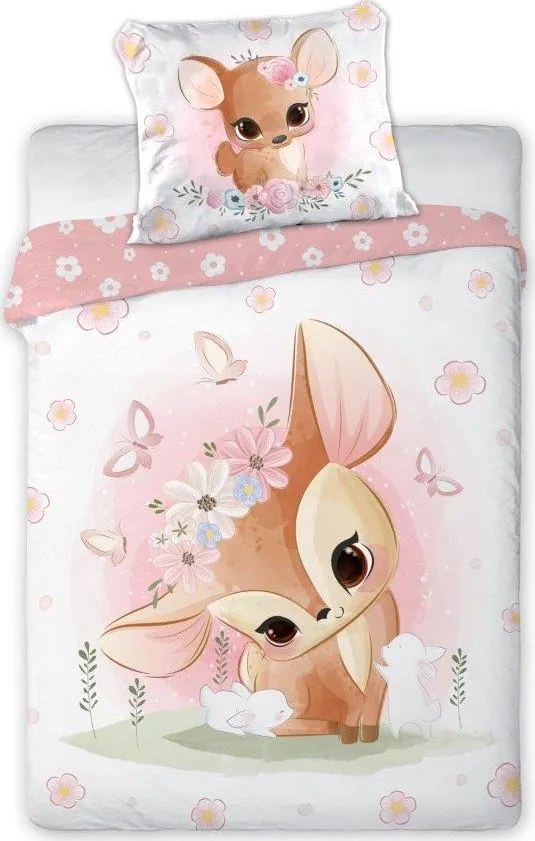 Detské bavlnené obliečky do postieľky 135x100 cm CUDDLES - Srnečka