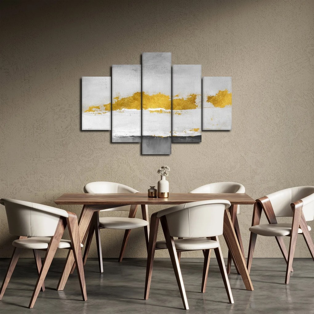 Obraz - Zlaté a šedé ťahy (150x105 cm)