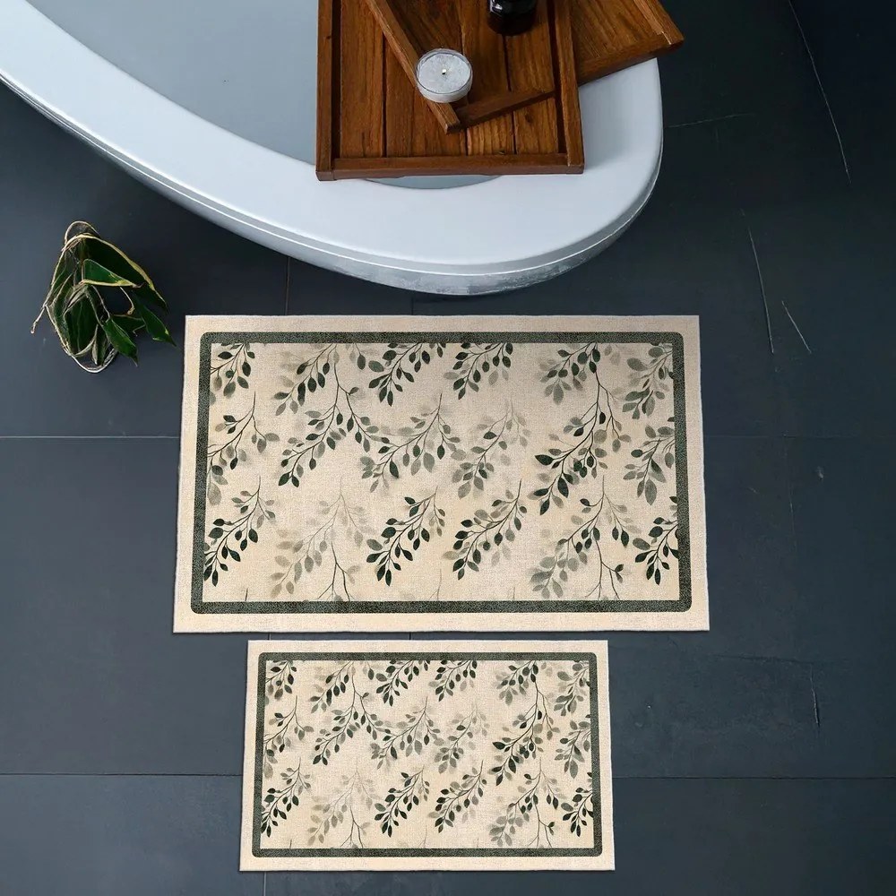 Béžové kúpeľňové predložky v súprave 2 ks 60x100 cm – Foutastic