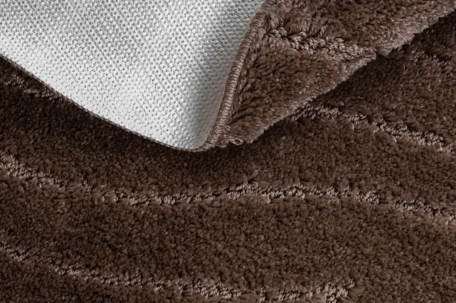 Kúpeľňový koberček SUPREME WAVES vlny, hnedý kruh