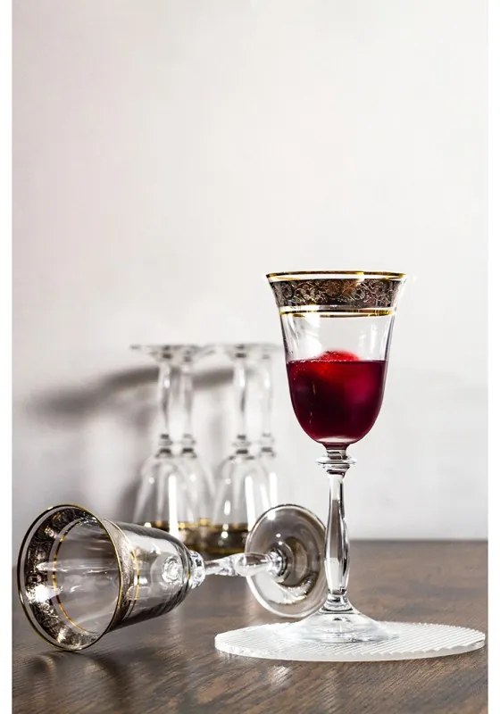 BOHEMIA ANGELA ZLATO-PLATINOVÝ POHÁR 185 ML SADA 6 KS