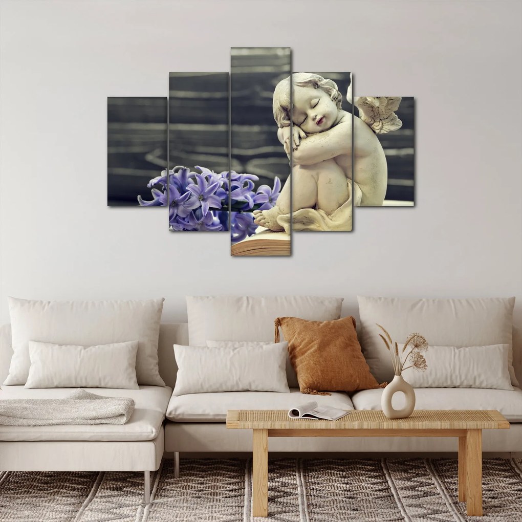 Obraz anjelika s kvetinou (150x105 cm)