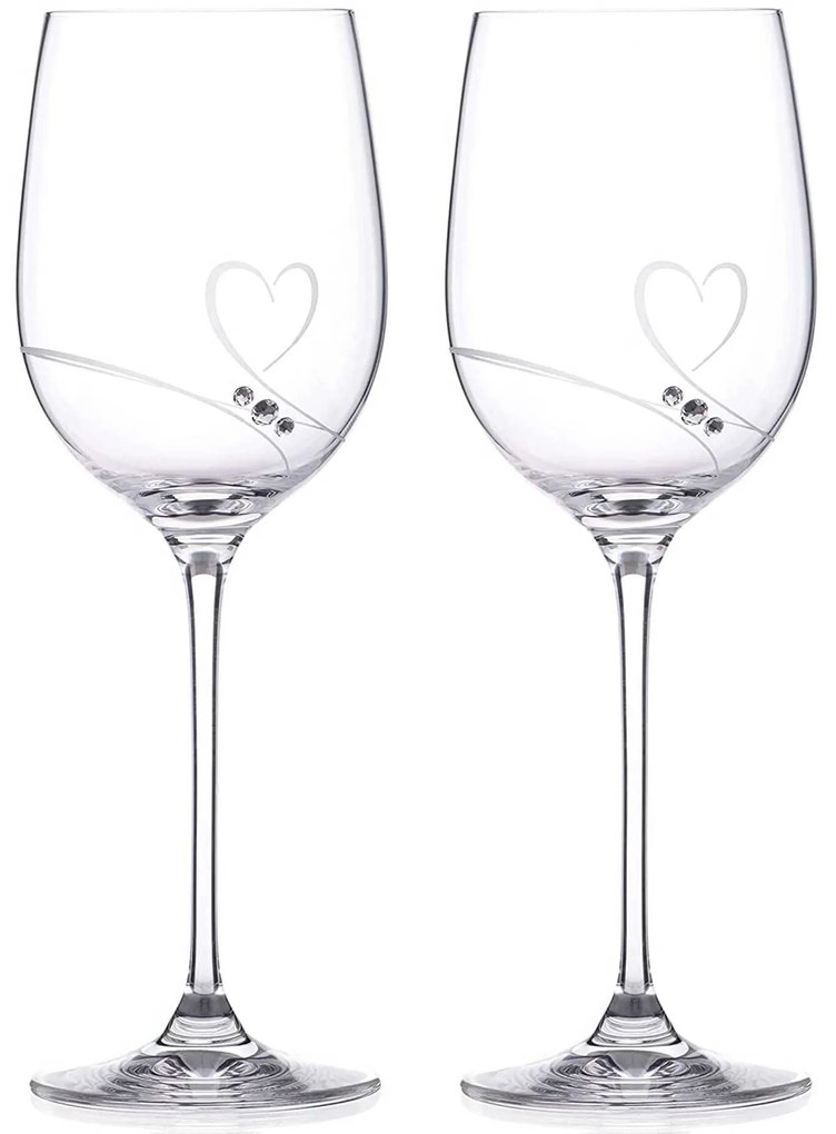 Diamante pohár na červené víno Romance s kamienkami Swarovski 450 ml 2KS